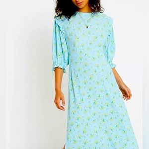 Faithful The Brand US 4/ Size Small High Neck Elastic Short Sleeve Maxi Dresd